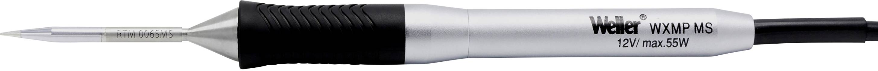 Soldering iron with black handle and silver body, inscription "Weller WP 80".