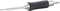 A grey metal grip with a black rubberised non-slip coating and a narrow, needle-like tip; a tattoo instrument.