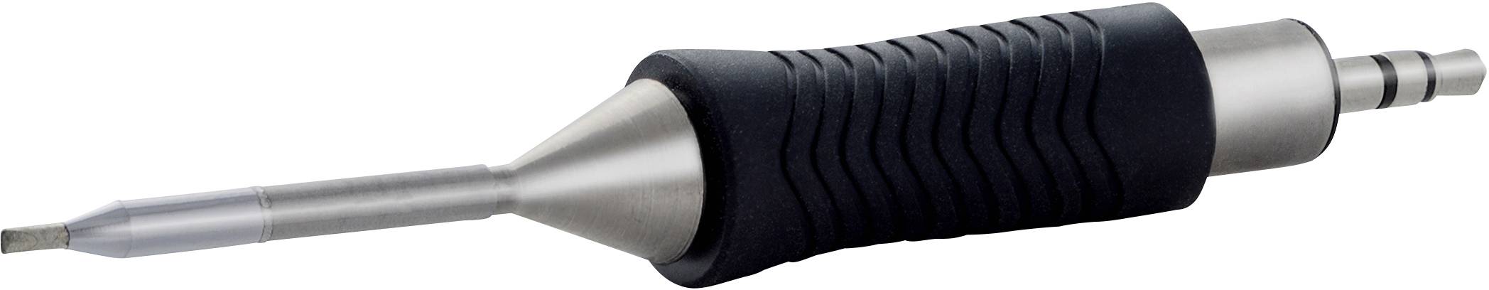 A shaft extension with a ribbed, black handle and a tapered metal head. Suitable for precision work.