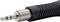 Close-up of a black, ribbed 3.5-mm audio cable with a metallic connector.