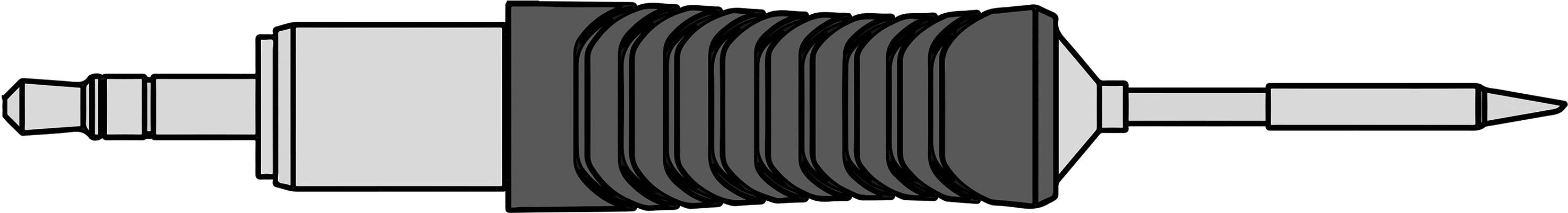 A technical drawing showing a cross-section through an assembly. It consists of a connector part with spring-loaded contacts.