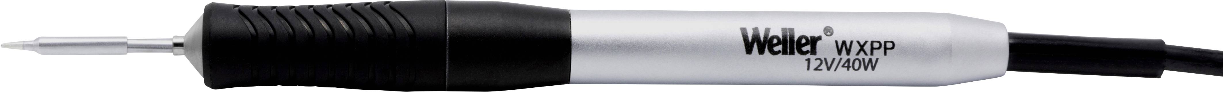 'Soldering iron with a black handle and silver casing, with the brand name Weller WXPP printed on it.'