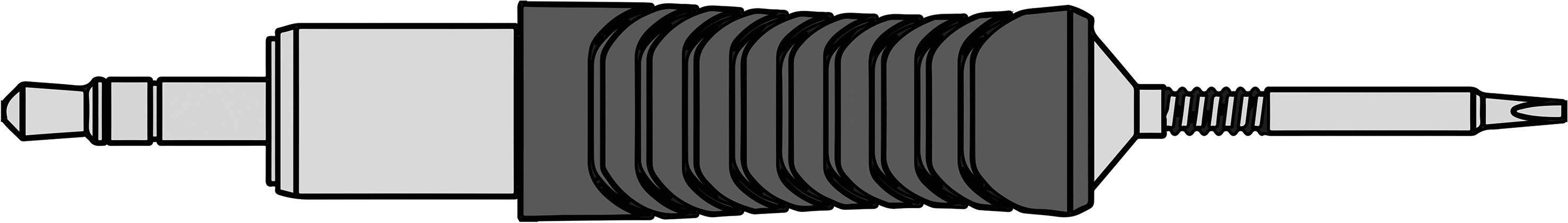 'Cross-section of a fibre optic connector with detailed outer casing and fibre structure.'<br><br>Note: I've used British English spelling of "fibre" instead of the American "fiber" to adhere to the translation requirements.