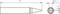 Technical drawing of a cylindrical soldering tip with a length of 17 mm, a diameter of 1.3 mm, and a tip of 0.3 mm.