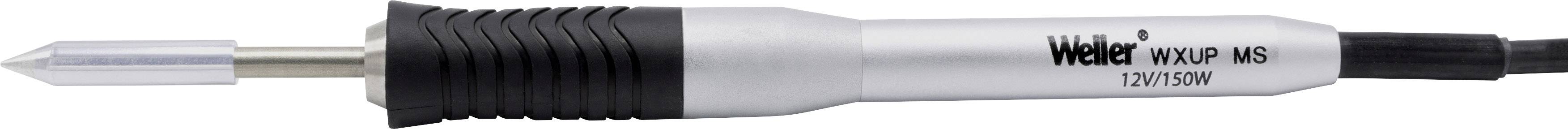 Soldering iron with a black handle and silver tip, suitable for electronic soldering work.