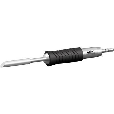 Soldering iron with black handle and silver tip, labelled 'Weller' and model number, for electronics assembly and repair.
