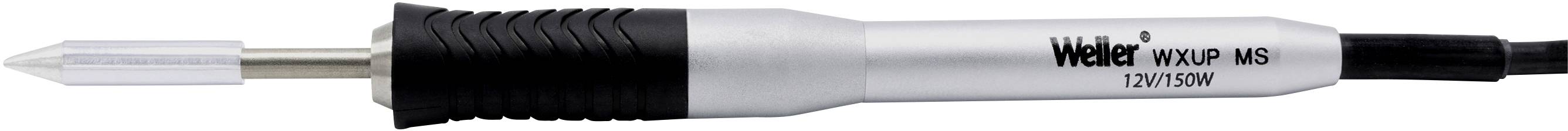 Soldering iron with a black handle and silver tip, brand Weller, model WP 80, shows an electrical tool for soldering.