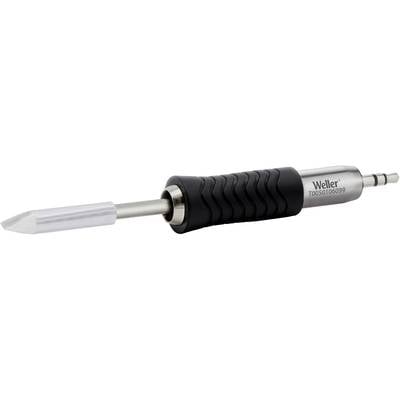 Soldering iron with a black, ribbed handle and metallic tip. Marked with 'Weller T0050100299' on the side.