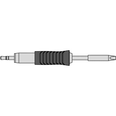 Black and grey jack plug, side view, showing metal connector tip and ridged grip sleeve.