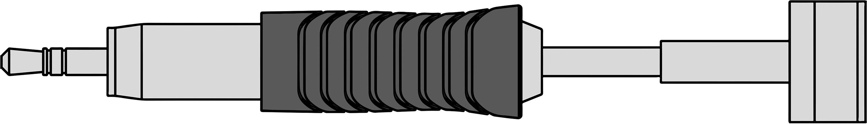 Illustration of a mechanical connecting element with a ribbed section for stabilisation, comprising multiple segments.