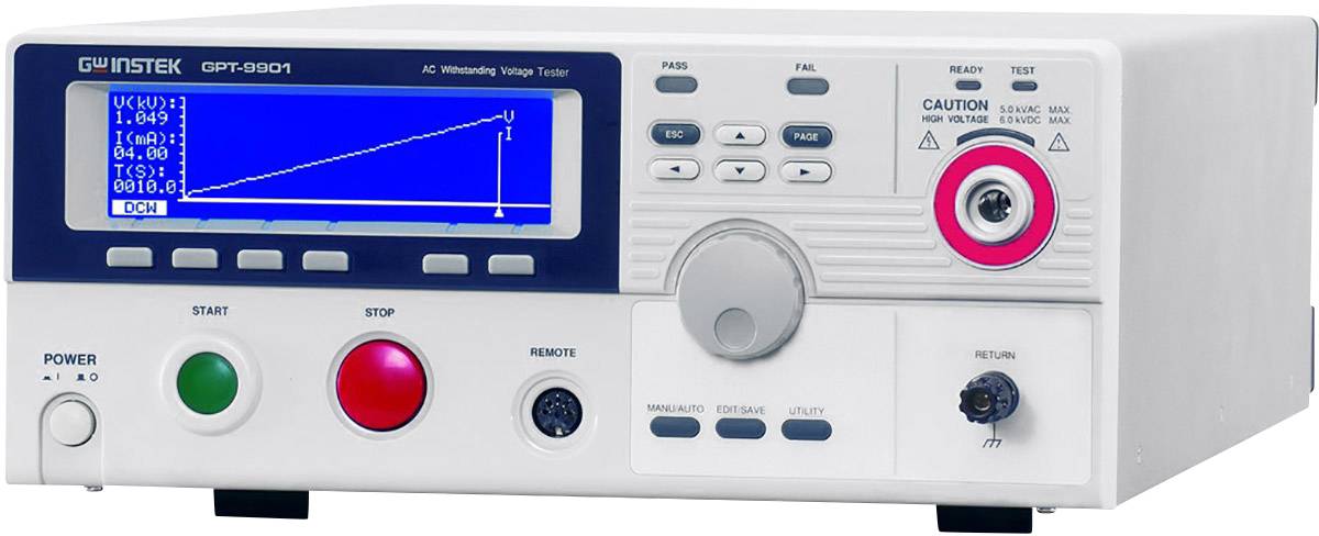 A multi-functional measuring device with a digital display showing an ascending curve, along with control knobs and buttons for operation.