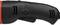 A black, ergonomic handle of an electric tool with a red accent and a central push button.