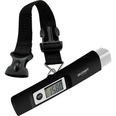 Electronic luggage scales with digital display showing '1580g'. Black casing, with removable strap and buckle.