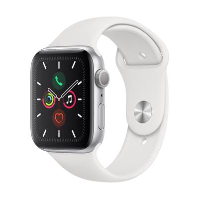 Apple Watch Series 5 GPS 44 mm Aluminium Silver Sports strap White 