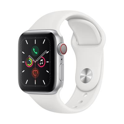 Apple Watch Series 5 GPS + Cellular 40 mm Aluminium Silver Sports strap White 