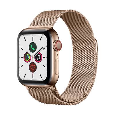 Apple Watch Series 5 GPS + Cellular 40 mm Stainless steel Gold Mesh-metal strap Gold Milanese 