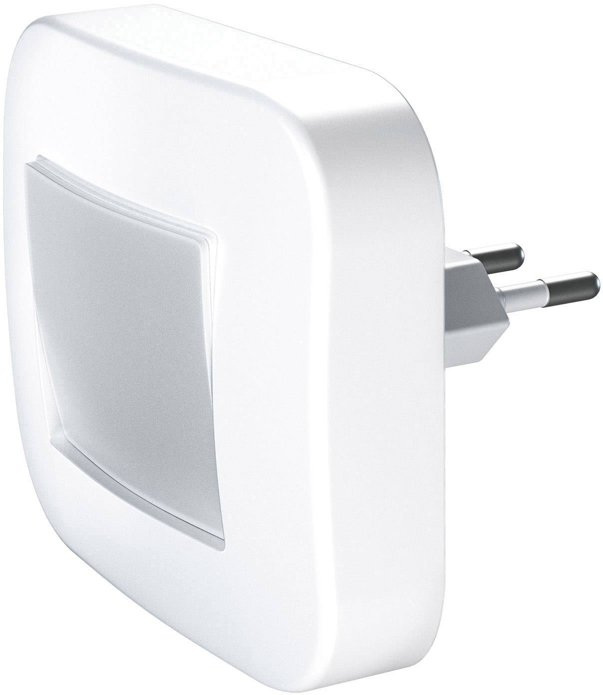 White LED night light with plug socket connection, suitable for European plug sockets. Key feature: square light surface.