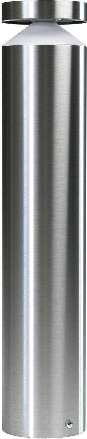 A tall, silver, cylindrical metal container with a shiny surface, tapering at the top and fitted with a valve, frequently used for gas storage.