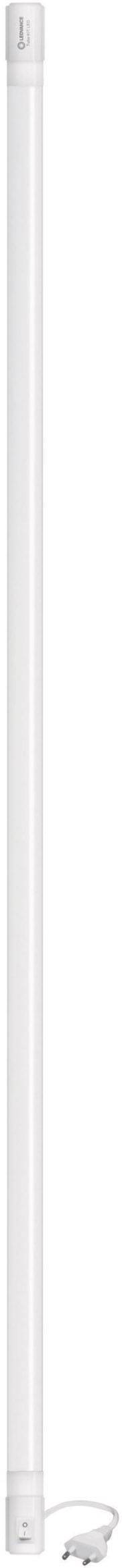A long, slender, white object similar to a pole or pipe, standing upright. At the bottom is a small, angled element.