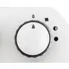 'Close-up of a white rotary switch with four symbols: Zero, Fan, Heating Level 1, Heating Level 2.'