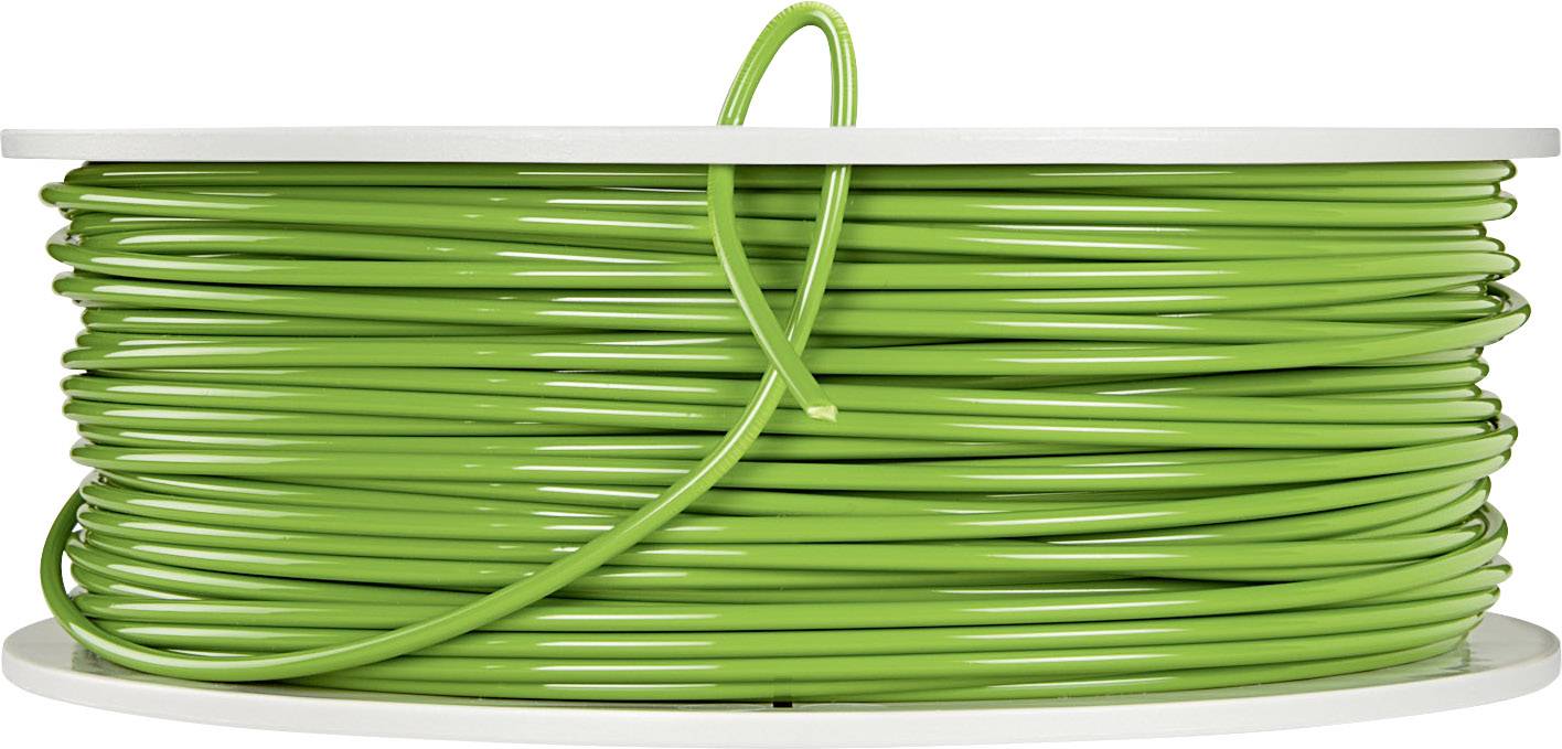 Green cable reel, tightly wound.