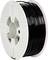'3D printer filament spool in black, on plastic mount, side view.'