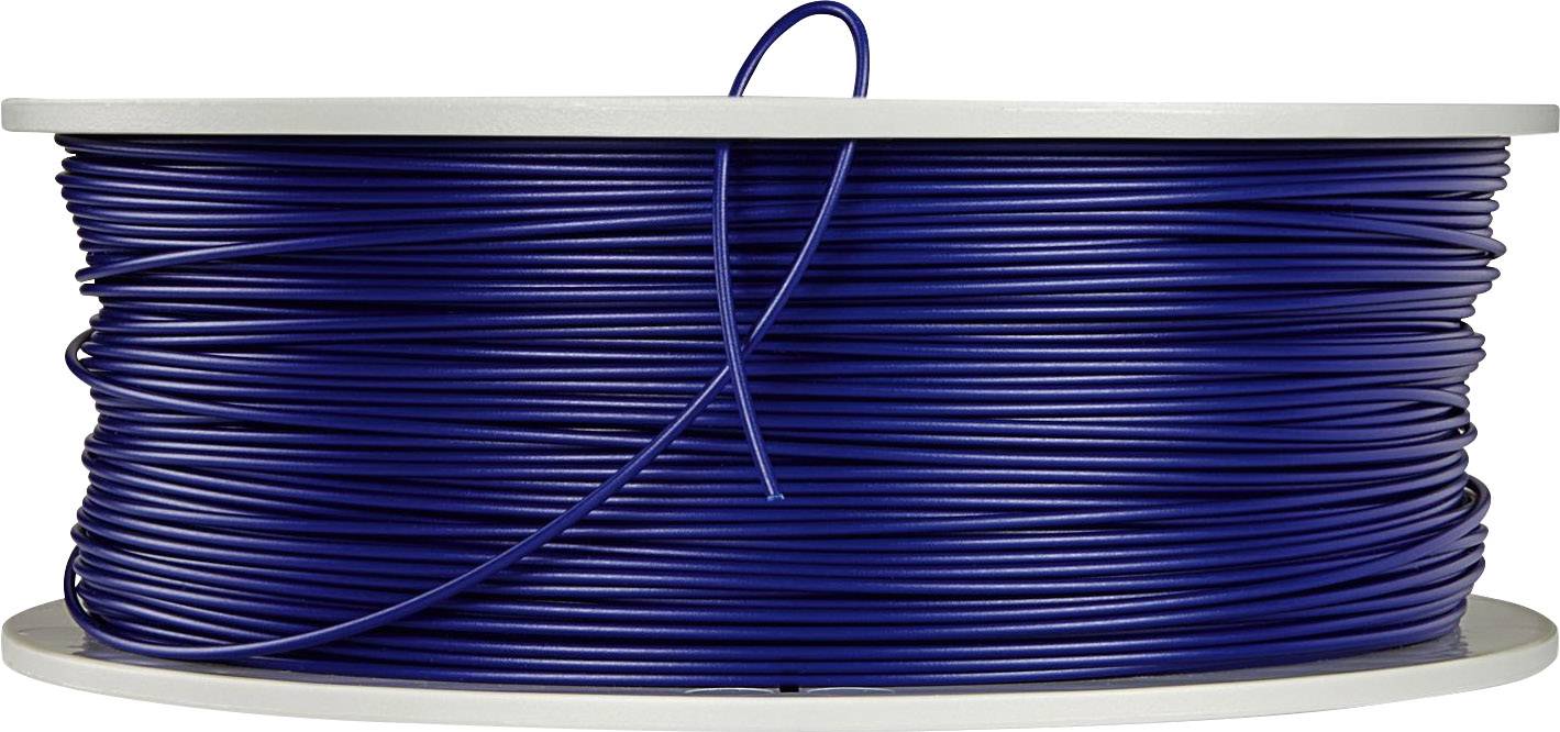 Dark blue cable reel with cable, compactly wound on a white spool.