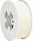 A white spool with white filament, used in 3D printing.