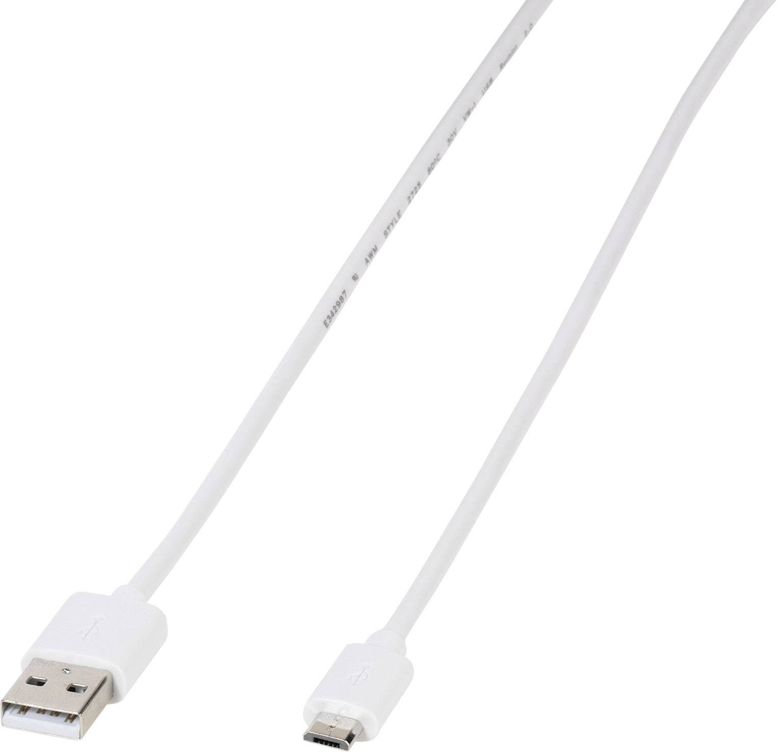 Vivanco USB cable USB 2.0 USB-A plug, USB Micro-B plug 1.00 m White 39451