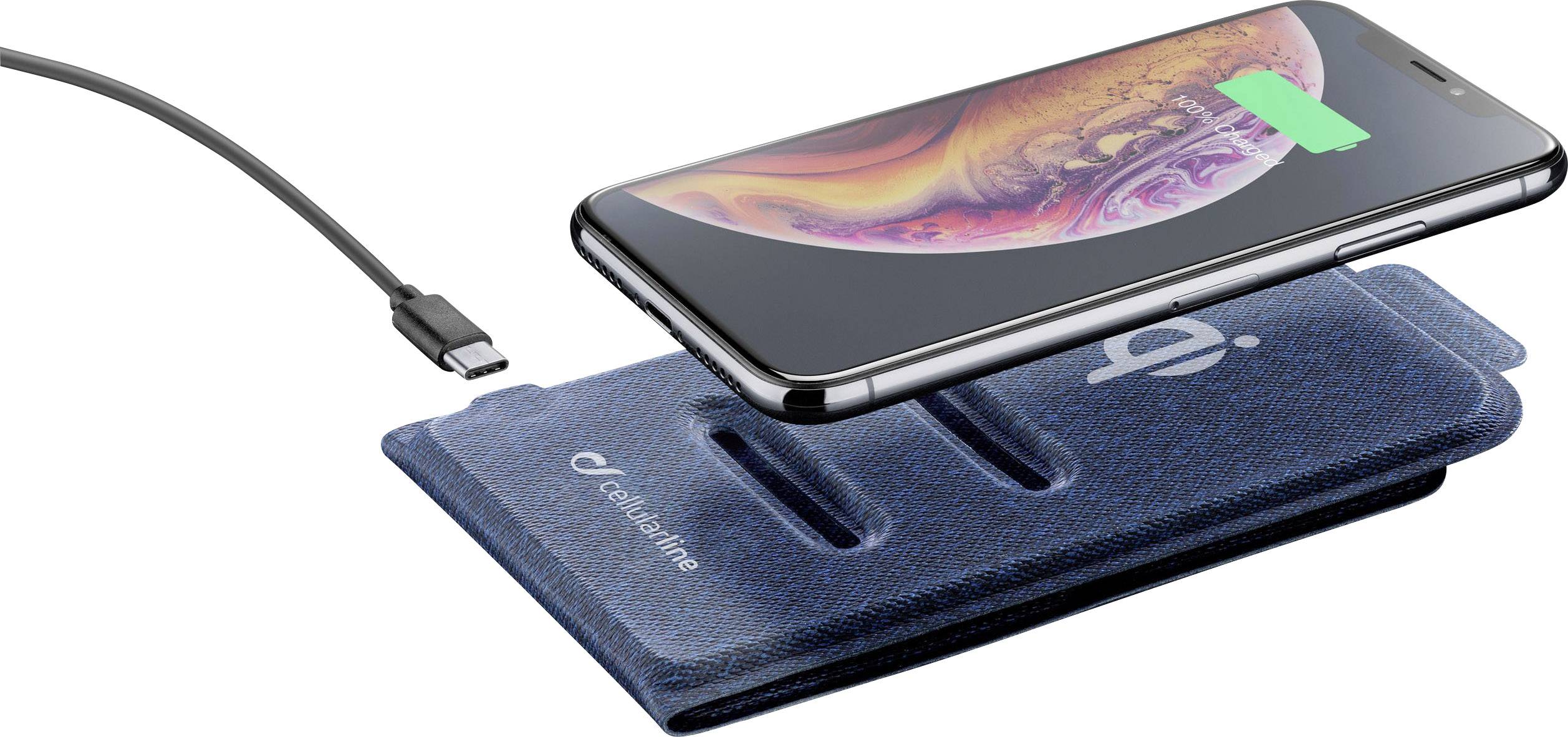 Cellularline Wireless charger 2000 mA qi Wireless Passport WIRELESFOLD10WTYCB Outputs Inductive charging standard Blue-2