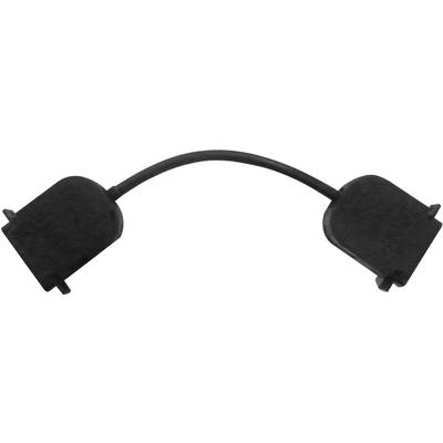 A black cable adapter with two rectangular plugs at each end, connected by a short, curved cable.