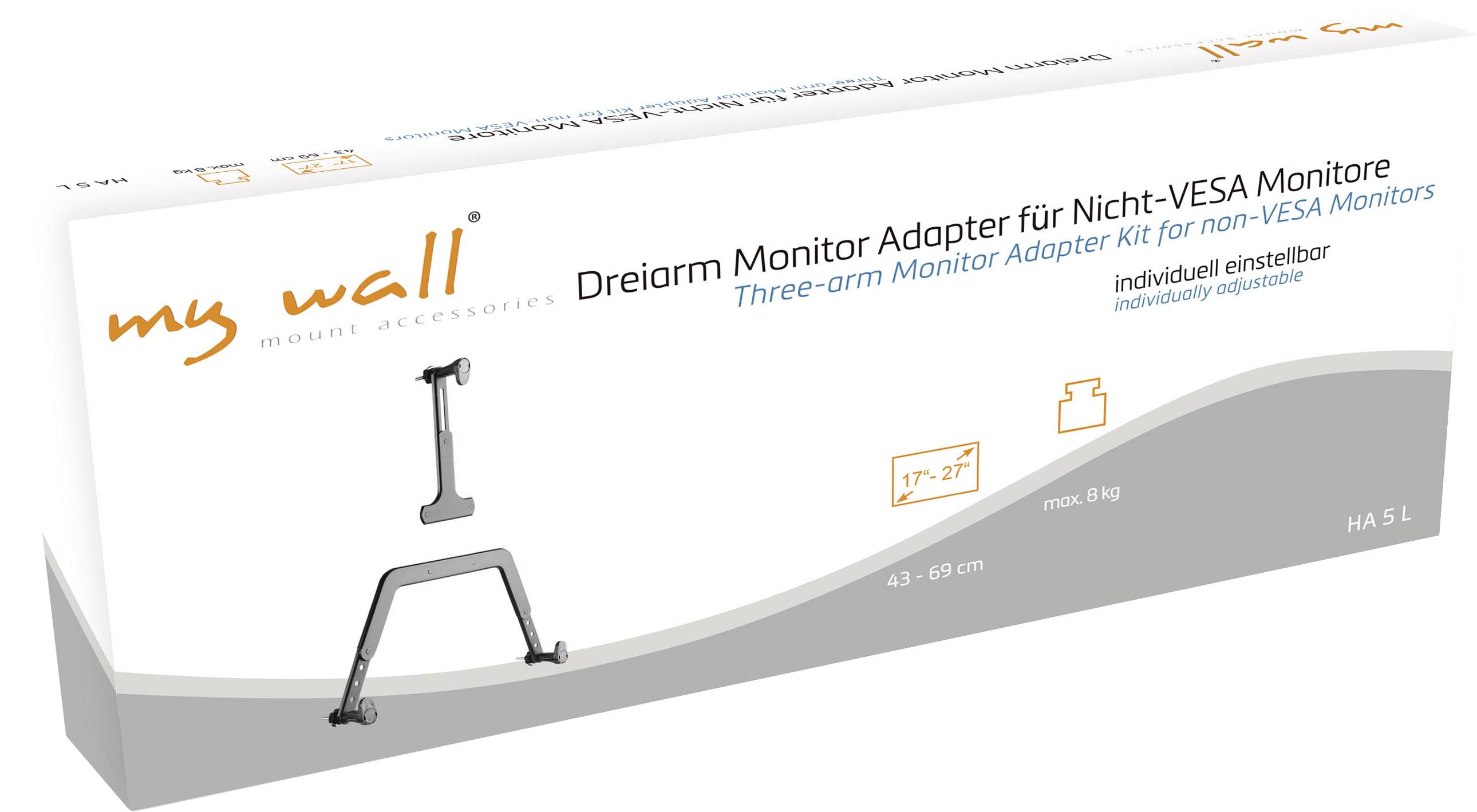 My Wall Monitor mount HA 5 L 1 Display(s) 43,2 cm (17") - 68,6 cm (27") Black Rigid-1