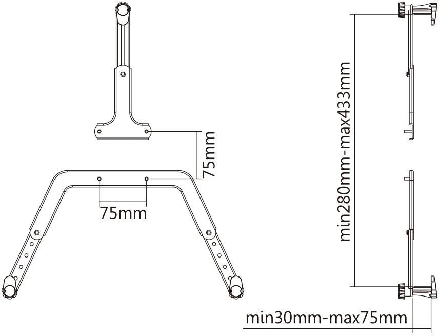 My Wall Monitor mount HA 5 L 1 Display(s) 43,2 cm (17") - 68,6 cm (27") Black Rigid-2