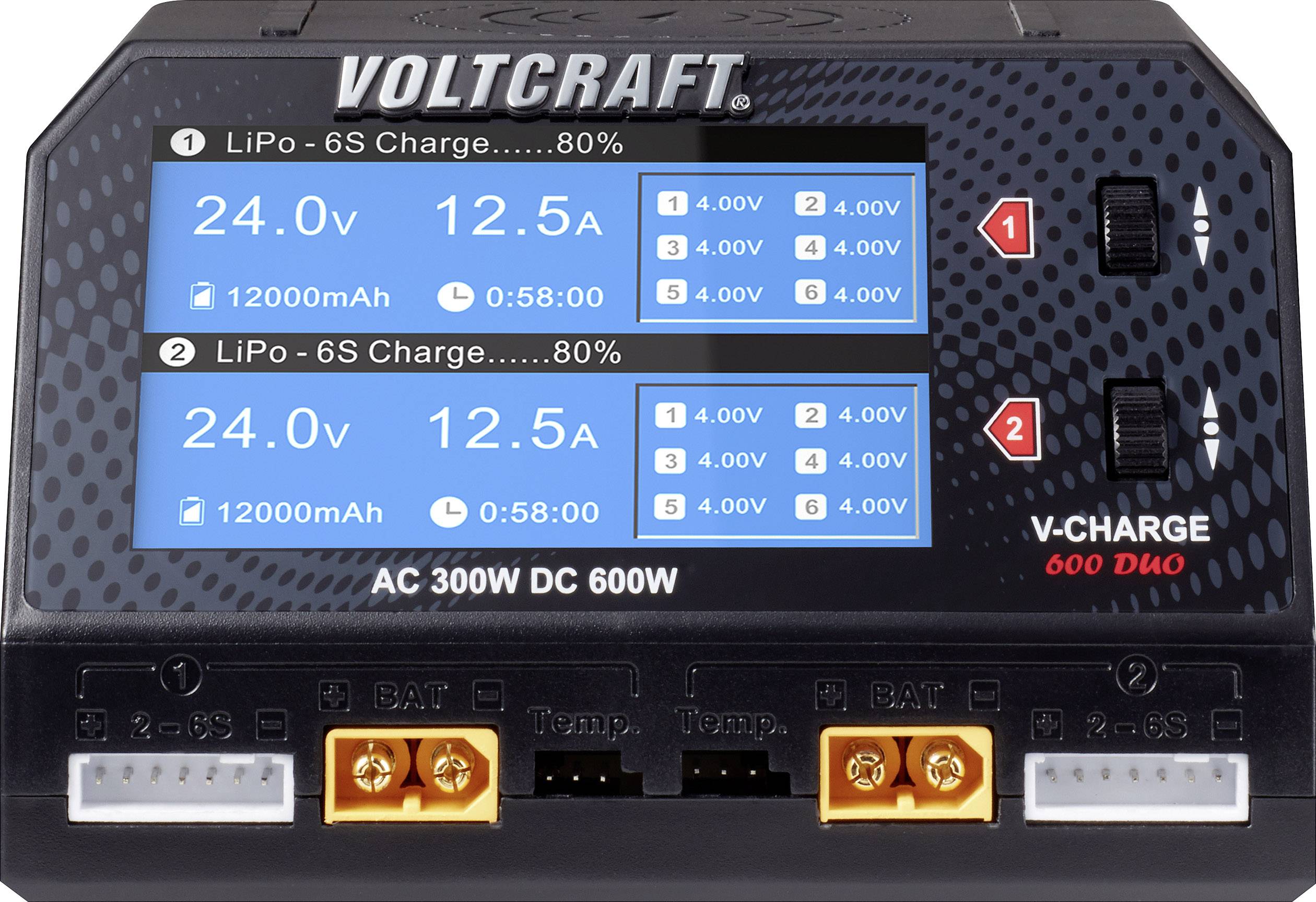 VOLTCRAFT V-Charge 600 DUO Scale model battery charger 16 A LiPolymer, LiHV, Li-ion, LiFePO, NiMH, NiCd, Lead-acid-3