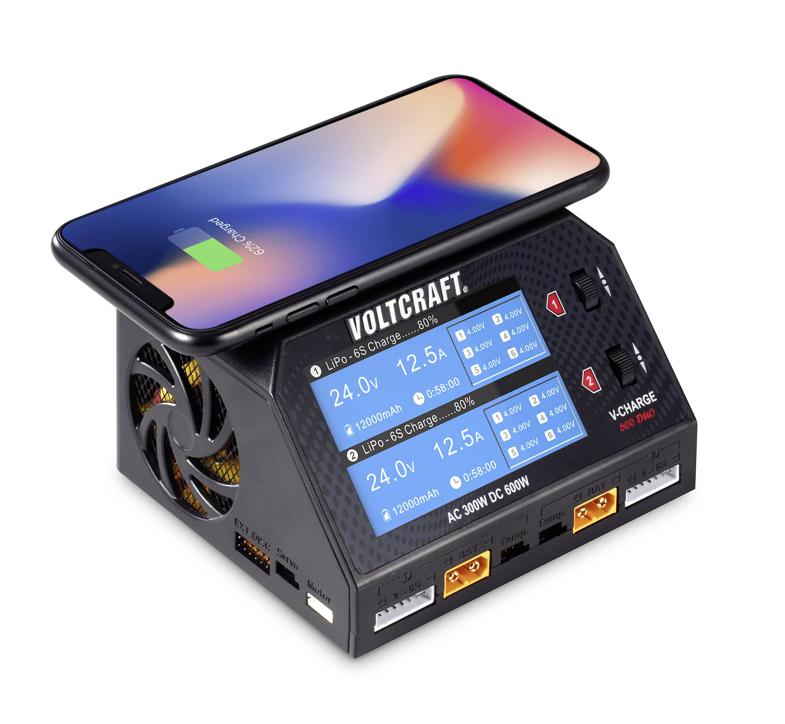 VOLTCRAFT V-Charge 600 DUO Scale model battery charger 16 A LiPolymer, LiHV, Li-ion, LiFePO, NiMH, NiCd, Lead-acid-5