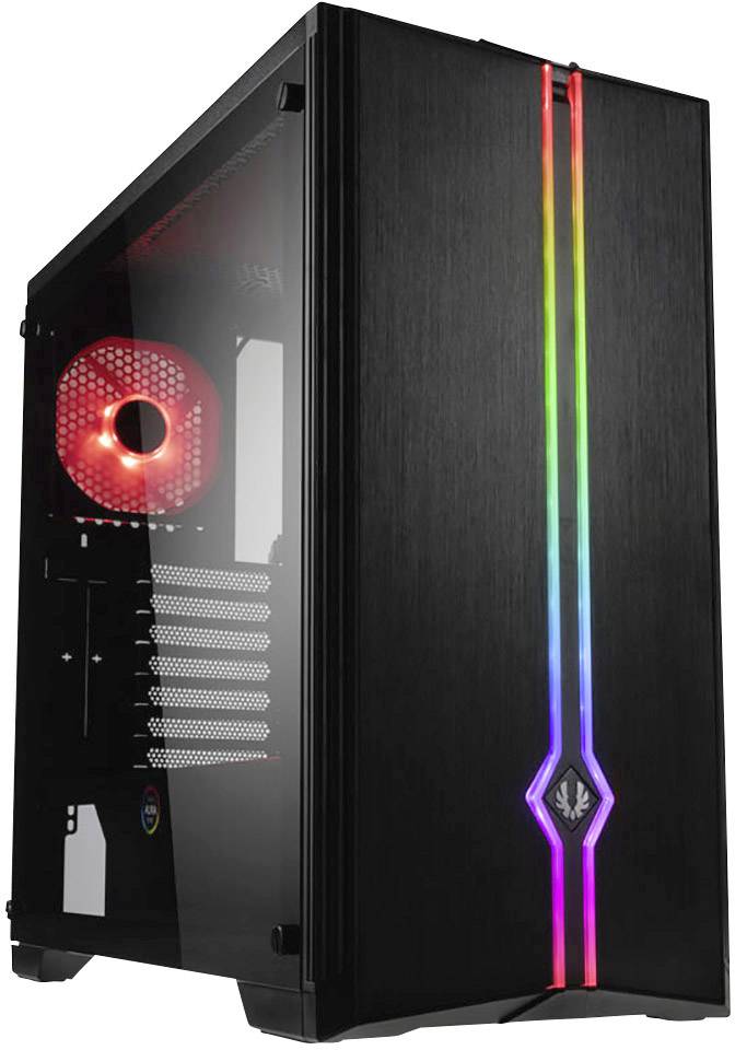 Bitfenix Saber Tempered Glass Midi tower Casing Black Built-in LED fan, Built-in fan, Window, Dust filter