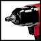 Close-up of a black and red impact wrench, ideal for use in automotive workshops for rapid nut removal.