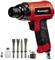 Red pneumatic impact driver by Einhell, model TC-PC 45, with accessories: five chisels, a small oil bottle, and a spring washer.