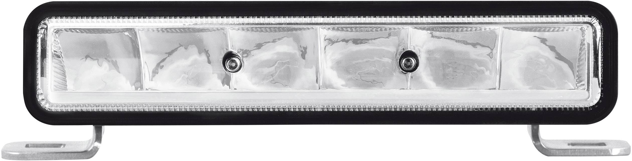 A rectangular LED light bar with five clear lenses and a black frame, mounted on two small metal brackets.