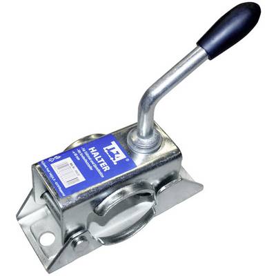 A silver metal holder with a black handle for round pipes. Label on the product tag reads: 'Holder'.