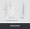The image shows a white wireless computer mouse from top and side views, with dimensions: 107mm length, 59mm width, 26.5mm height. Weight: 100g.