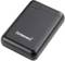 External black Intenso hard drive with LED indicator on top, showing charge status. Compact, portable data storage solution.
