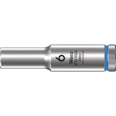 'Wera 8790 HMA Deep non-impact' Socket wrench, silver, Size 6, with non-slip blue ring for secure grip.