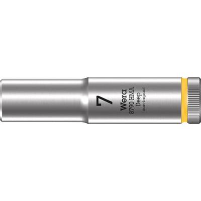 Wera socket wrench, 7 mm size, model 8790 HMA, with a yellow-marked base, for non-impact applications.