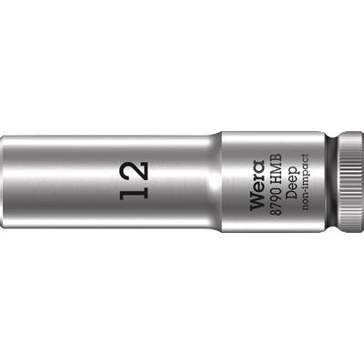 A silver nut with the engraving '12' and the inscription 'Wera 8790 HMB Deep non-impact'. It is used for tightening or loosening screw connections.
