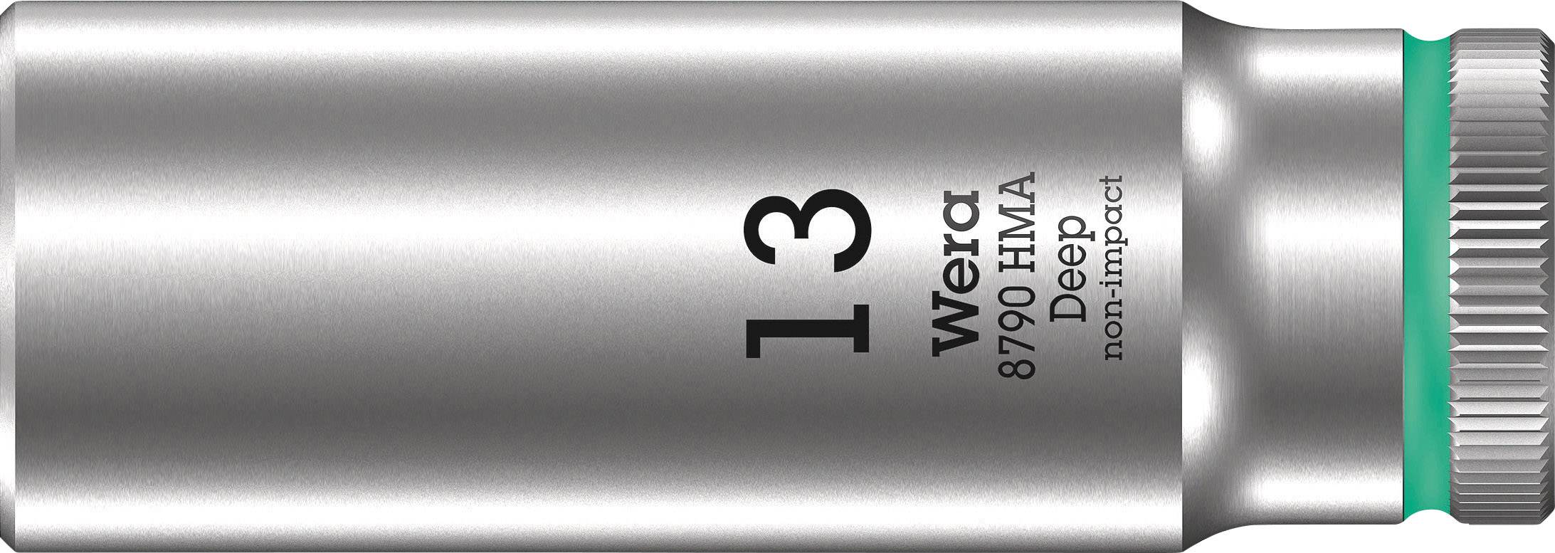 A silver Wera socket with size '13', model number '8790 HMA Deep', suitable for non-impact applications.