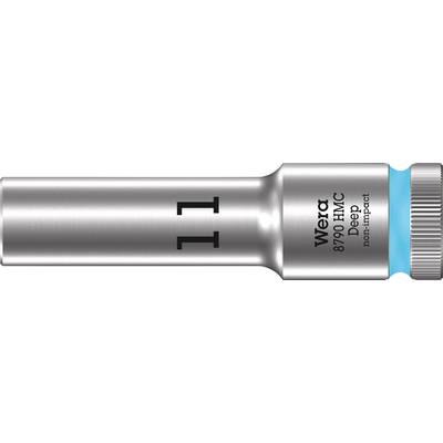 Grey socket insert with blue marking and size '11'. Inscription: 'Wera 8790 HMC HF Deep non-impact'.