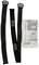 Two black plastic straps with the 'PETZL' logo, beside a package with instructions and barcode, on a white background.