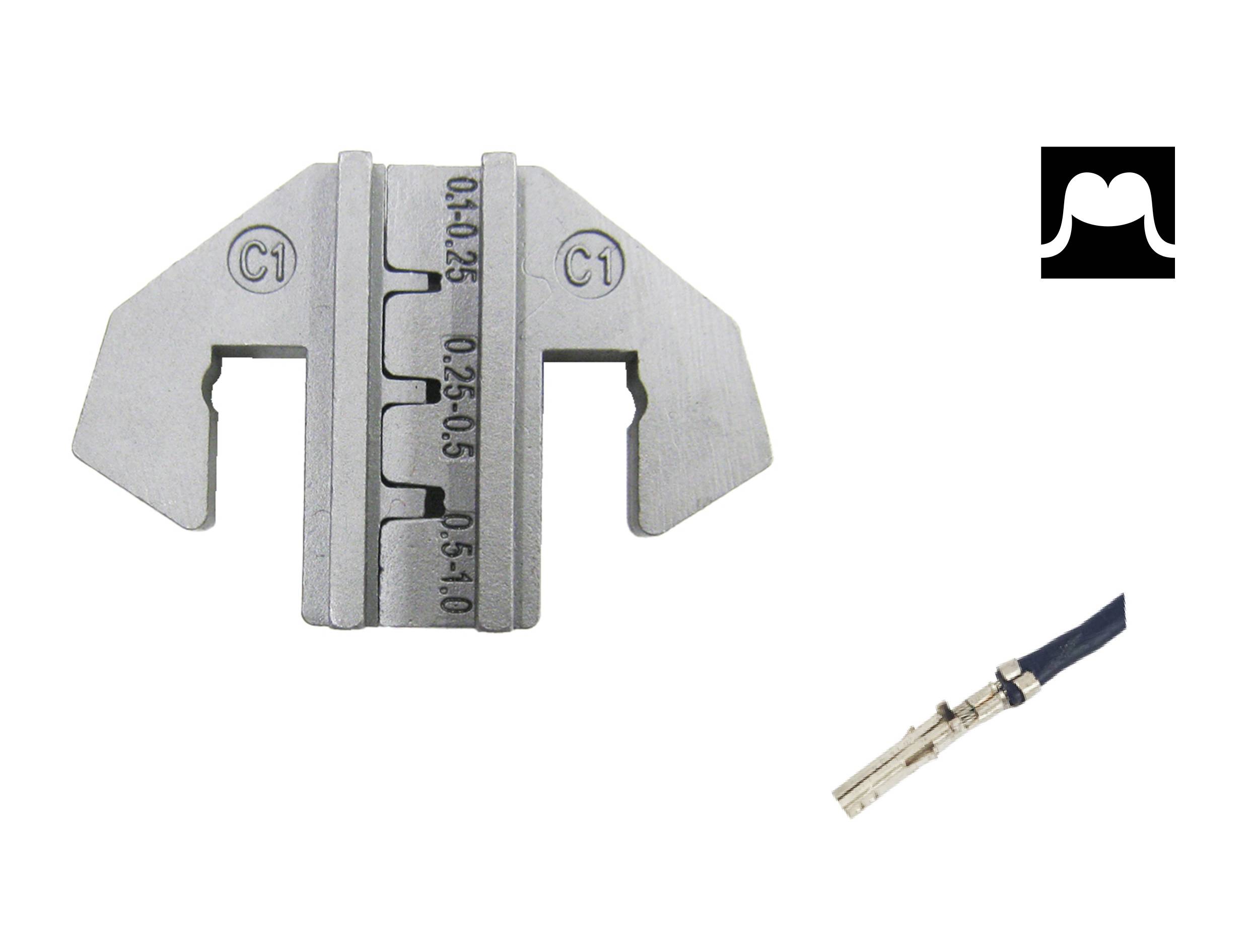 'Cable Stripping Aid' shows a metal tool with measurements for wire sizes. To the right, a black cable with a metal plug.