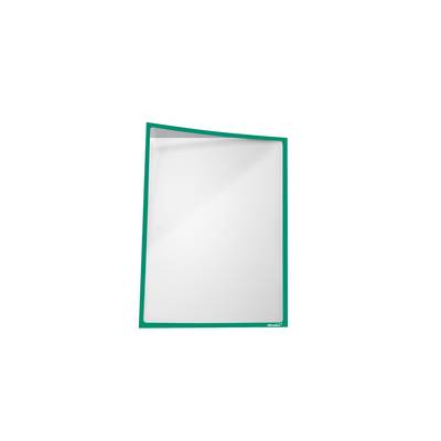 A plain, rectangular mirror with a green border, slightly angled, against a white background.
